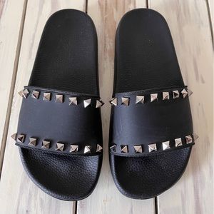 Valentino Rockstud Rubber Slider Sandal